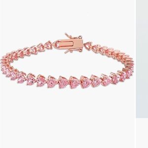 Delmar NWOT Lab created pink sapphire heart tennis bracelet